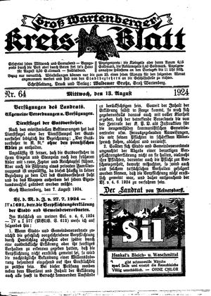 Groß-Wartenberger Kreisblatt vom 13.08.1924