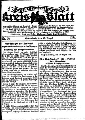 Groß-Wartenberger Kreisblatt vom 16.08.1924