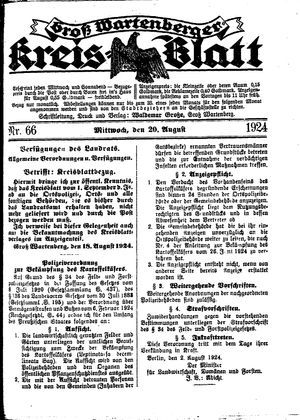 Groß-Wartenberger Kreisblatt vom 20.08.1924