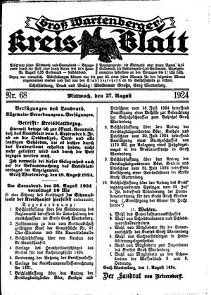 Groß-Wartenberger Kreisblatt vom 27.08.1924