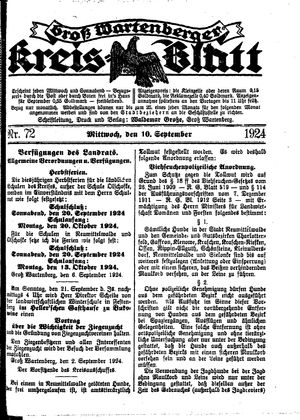 Groß-Wartenberger Kreisblatt vom 10.09.1924