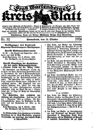 Groß-Wartenberger Kreisblatt on Oct 11, 1924