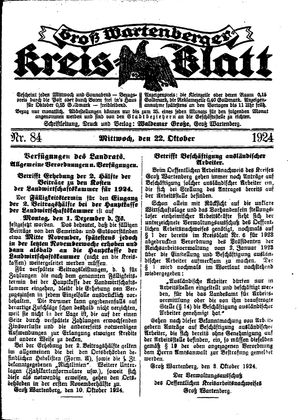 Groß-Wartenberger Kreisblatt on Oct 22, 1924