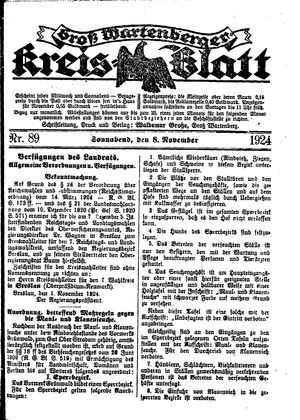 Groß-Wartenberger Kreisblatt on Nov 8, 1924