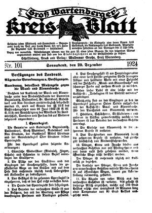 Groß-Wartenberger Kreisblatt vom 20.12.1924
