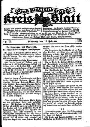 Groß-Wartenberger Kreisblatt vom 18.02.1925