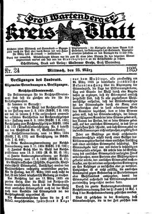 Groß-Wartenberger Kreisblatt vom 25.03.1925