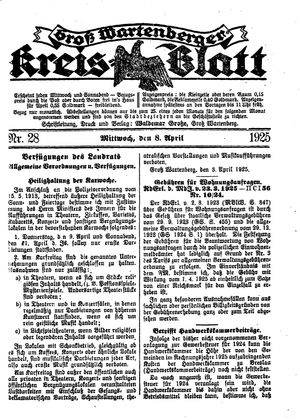 Groß-Wartenberger Kreisblatt vom 08.04.1925