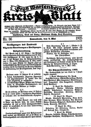 Groß-Wartenberger Kreisblatt vom 09.05.1925