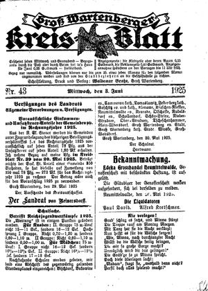 Groß-Wartenberger Kreisblatt vom 03.06.1925