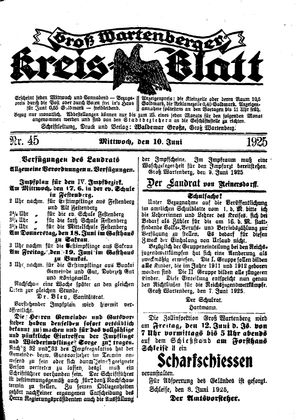 Groß-Wartenberger Kreisblatt vom 10.06.1925