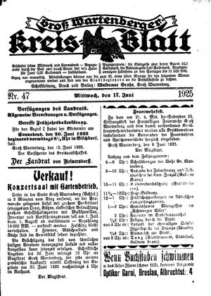 Groß-Wartenberger Kreisblatt vom 17.06.1925