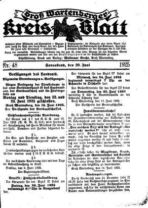 Groß-Wartenberger Kreisblatt vom 20.06.1925