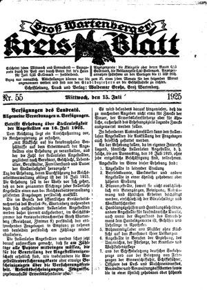 Groß-Wartenberger Kreisblatt vom 15.07.1925