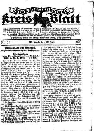 Groß-Wartenberger Kreisblatt vom 22.07.1925