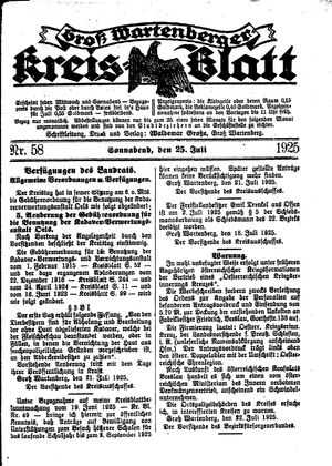 Groß-Wartenberger Kreisblatt on Jul 25, 1925