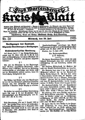 Groß-Wartenberger Kreisblatt vom 29.07.1925