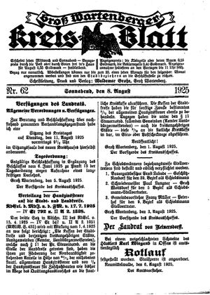 Groß-Wartenberger Kreisblatt vom 08.08.1925