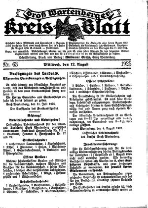 Groß-Wartenberger Kreisblatt vom 12.08.1925