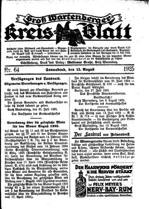 Groß-Wartenberger Kreisblatt vom 15.08.1925