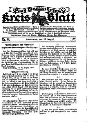 Groß-Wartenberger Kreisblatt vom 22.08.1925