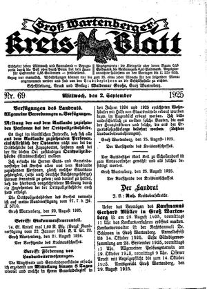 Groß-Wartenberger Kreisblatt vom 02.09.1925