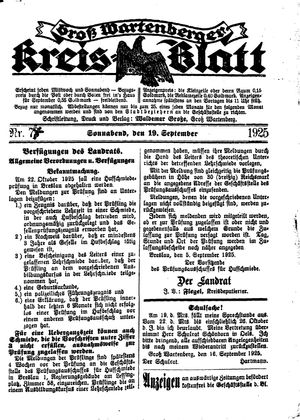 Groß-Wartenberger Kreisblatt on Sep 19, 1925