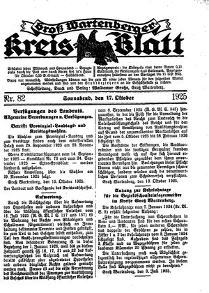 Groß-Wartenberger Kreisblatt vom 17.10.1925