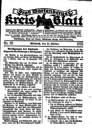 Groß-Wartenberger Kreisblatt vom 21.10.1925