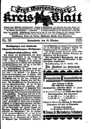 Groß-Wartenberger Kreisblatt vom 31.10.1925