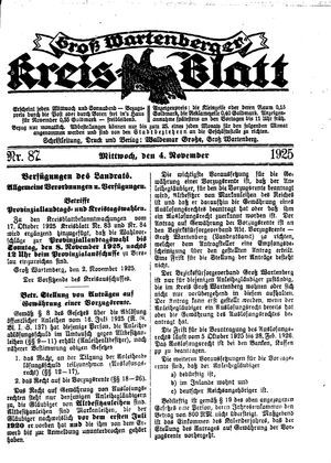 Groß-Wartenberger Kreisblatt vom 04.11.1925