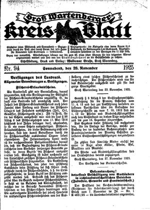 Groß-Wartenberger Kreisblatt vom 28.11.1925