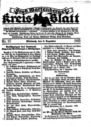 Groß-Wartenberger Kreisblatt vom 09.12.1925