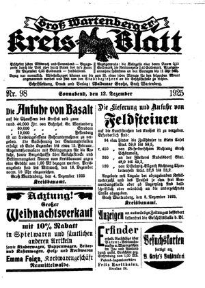 Groß-Wartenberger Kreisblatt on Dec 12, 1925