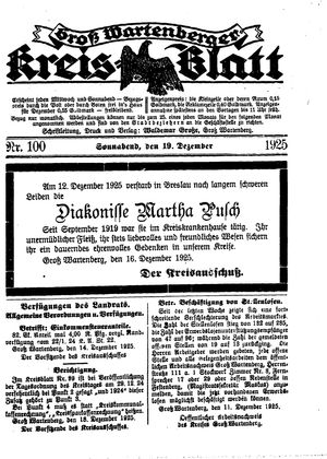 Groß-Wartenberger Kreisblatt vom 19.12.1925