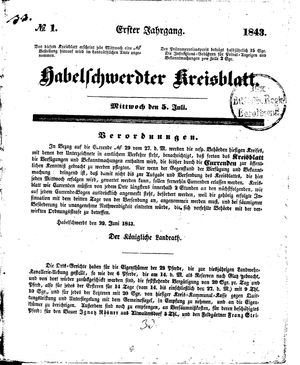 Habelschwerdter Kreisblatt vom 05.07.1843