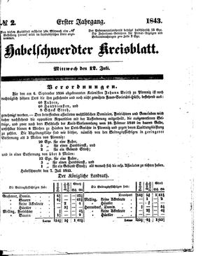 Habelschwerdter Kreisblatt vom 12.07.1843