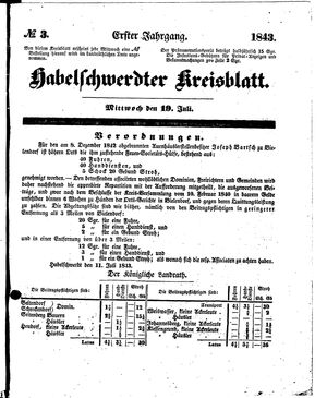 Habelschwerdter Kreisblatt vom 19.07.1843