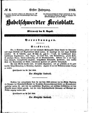 Habelschwerdter Kreisblatt vom 02.08.1843