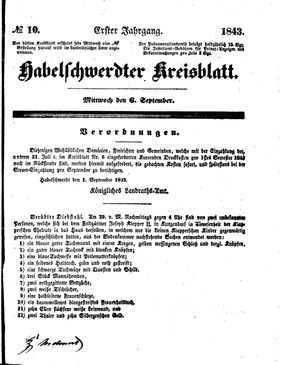 Habelschwerdter Kreisblatt vom 06.09.1843