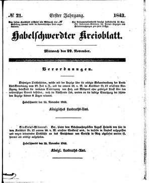 Habelschwerdter Kreisblatt vom 22.11.1843