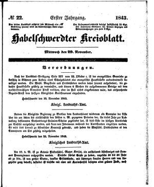 Habelschwerdter Kreisblatt vom 29.11.1843