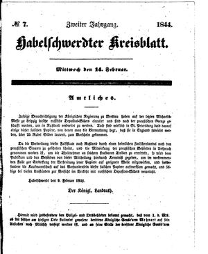 Habelschwerdter Kreisblatt vom 14.02.1844