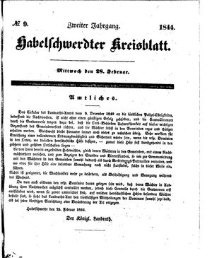 Habelschwerdter Kreisblatt vom 28.02.1844