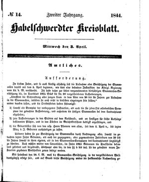 Habelschwerdter Kreisblatt vom 03.04.1844