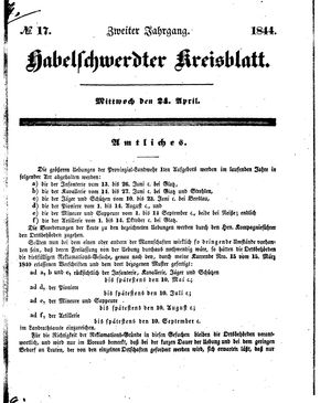 Habelschwerdter Kreisblatt on Apr 24, 1844