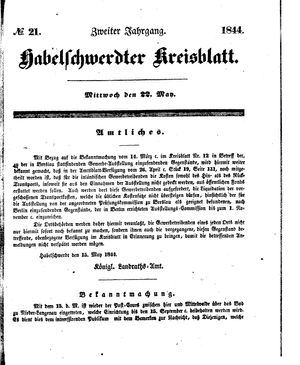 Habelschwerdter Kreisblatt vom 22.05.1844