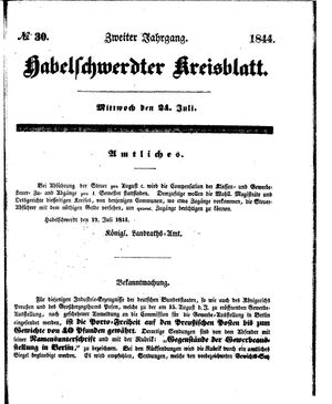 Habelschwerdter Kreisblatt vom 24.07.1844