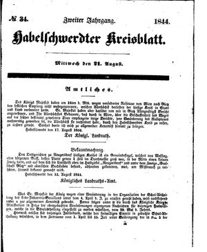 Habelschwerdter Kreisblatt vom 21.08.1844