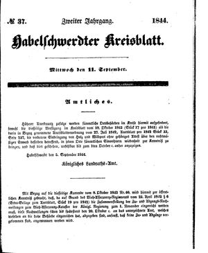 Habelschwerdter Kreisblatt vom 11.09.1844